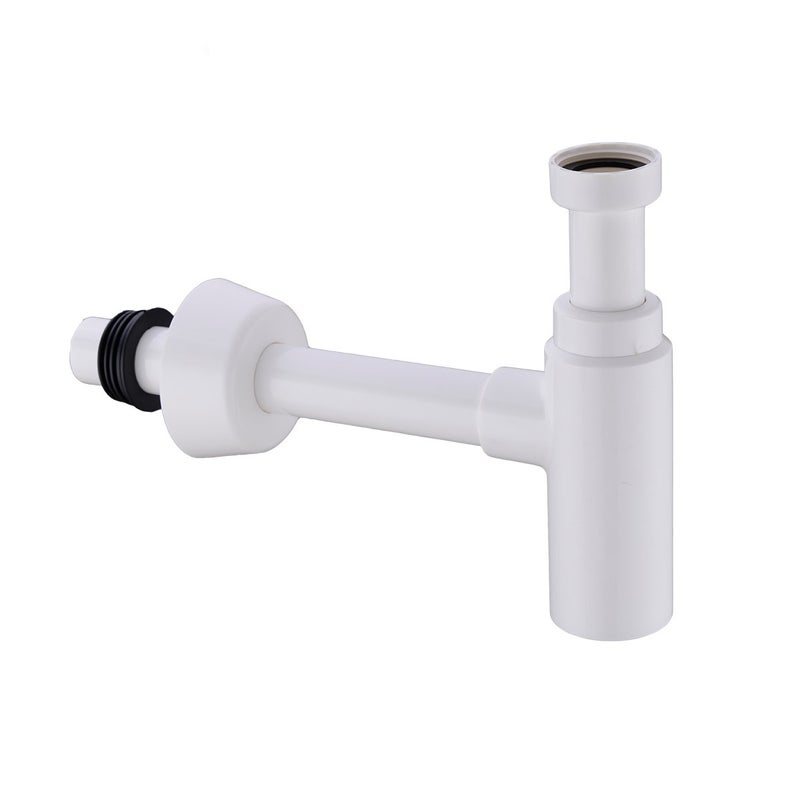RANDOM Snappy Round Bottle Trap G1-1/4,ABS Plastic Basin Sink Waste Drain P-TRAP Kit, White.RD83880 - Image 1